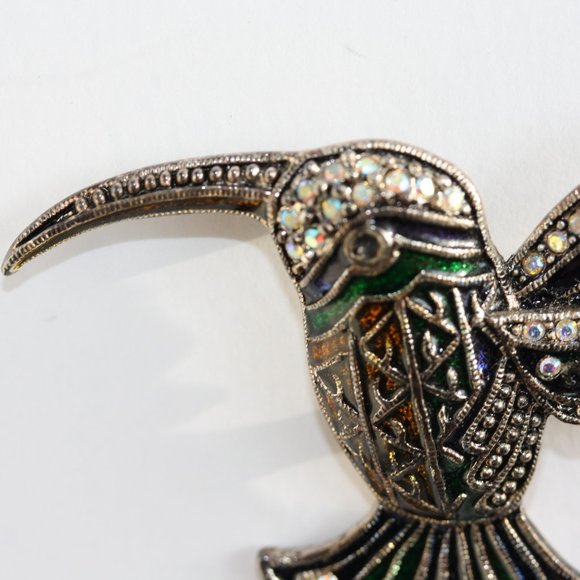 Beautiful Ornate Hummingbird Brooch Pin Enamel Multicoloured Summer jewe… - Picture 3 of 4